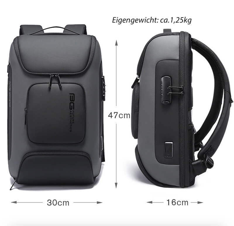 wasserdichter Business Rucksack Herren mit Laptopfach vielen Fächern und Zahlenschloss