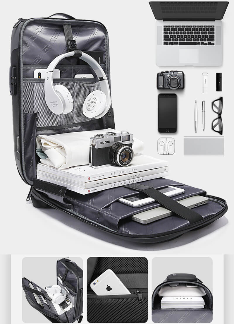 wasserdichter Business Rucksack Herren mit Laptopfach vielen Fächern und Zahlenschloss