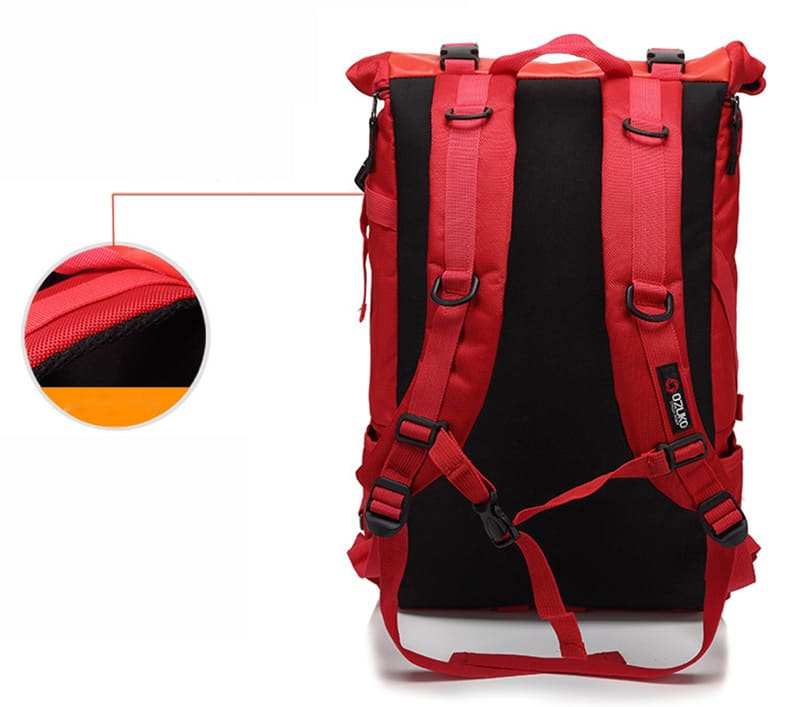 wasserdichter großer Rucksack aus Oxford Herren Rolltop mit Laptopfach für Reisen und Uni