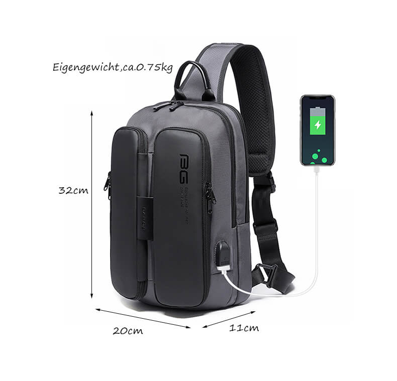 wasserdichter Herren Brusttasche aus Oxfod Rucksack mit 1 Gurt