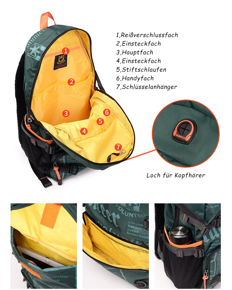 wasserdichter Herren Rucksack Oxford mit Hüftgurt für Reisen Outdoor