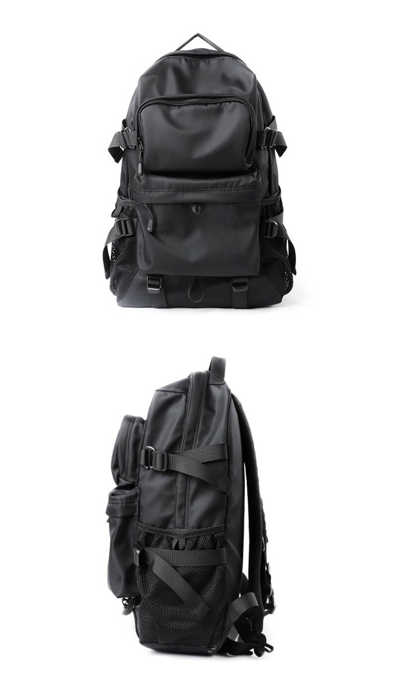 wasserdichter Rucksack Herren schwarz aus Oxford für Uni Reisen Outdoor mit Brustgurt