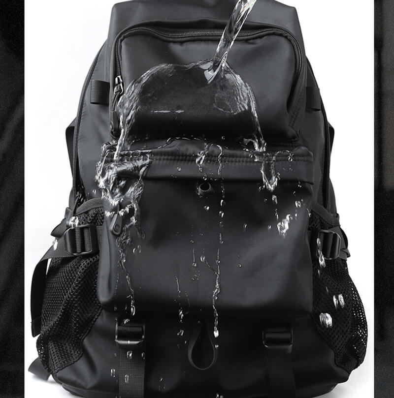 wasserdichter Rucksack Herren schwarz aus Oxford für Uni Reisen Outdoor mit Brustgurt